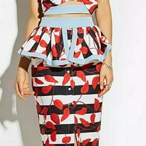Ruffle Peplum Top and Tiered Skirt Set